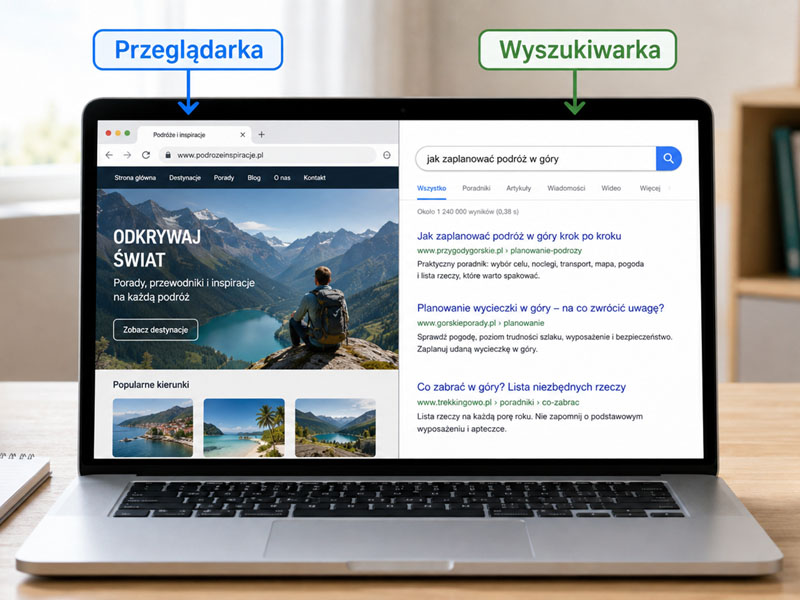 Przegladarka i wyszukiwarka obok siebie dla porównania
